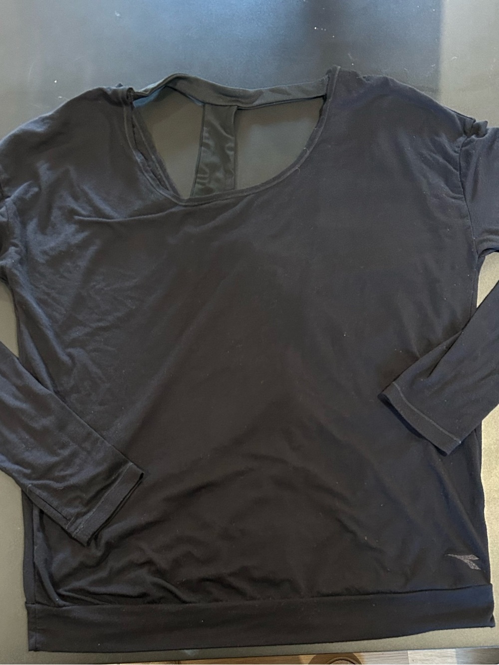 Diadora Black Long-Sleeve Women's Tee with Open Back Strap Detail